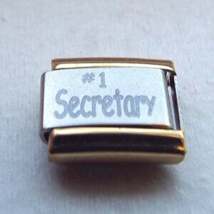 #1 Secretary gold edge laser 9mm stainless steel italian charm bracelet link new